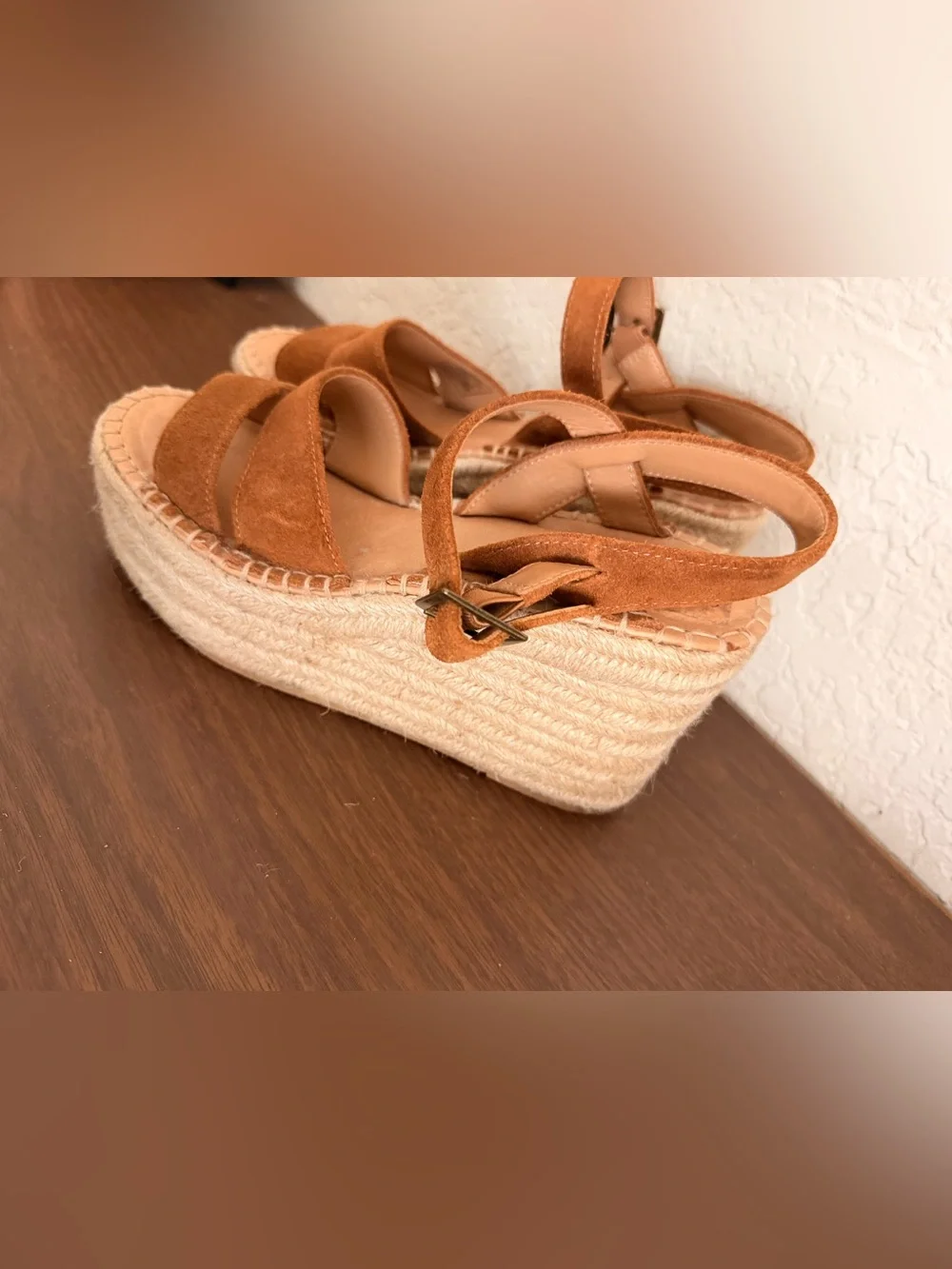 Soludos Womens Como Platform Wedge Sandals Brown suede size 6 preowned